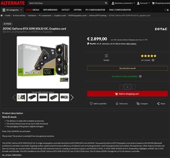 Zotac GeForce RTX 5090 Solid OC med saknade ROPs (Bildkälla: Alternate)
