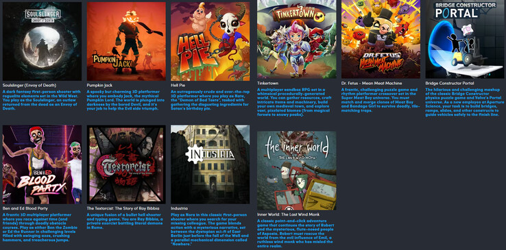 Alla spel som ingår i Headup Games-paketet (Bildkälla: Humble Bundle)
