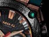 En närbild av ramen på Casio MRG-B2000KT-3A (bilden), med den smaragdgröna färgen i hörnet. (Bildkälla: Casioblog)