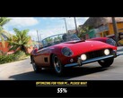 Laddningsskärmen Forza Horizon 6 med shaderkompilering i bakgrunden