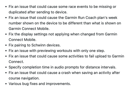 Releaseanteckningarna för Garmin Forerunner smartwatch beta uppdatering version 28.03
