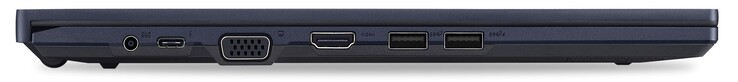 Vänster sida: Strömkontakt, 1x Thunderbolt 4, VGA, HDMI, 2x USB 3.2 Gen2