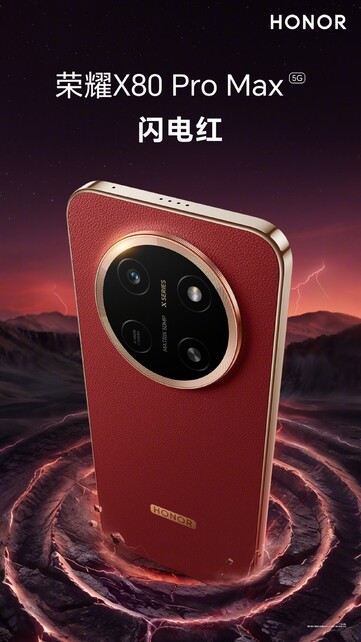 Honor X80 Pro Max i färgen ” Lightning Red”.