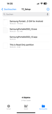 Lösenordsskyddad PSSD T7 i iOS-filhanteraren