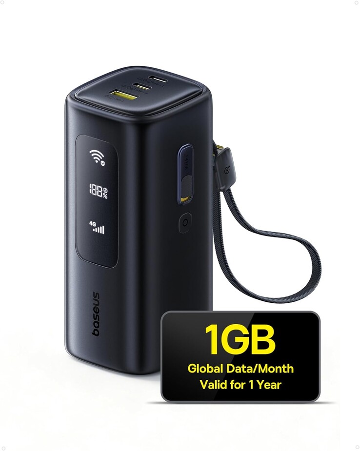 Baseus Energeek GX11 4F MiFi powerbank väger 430 gram (15,2 oz) (Bildkälla: Baseus)