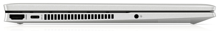 Vänster: HDMI, En USB 3.2 Gen 2 port (Typ C; Power Delivery, DisplayPort), Kombinerad anslutning för hörlurar/mikrofon