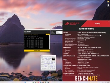 7-Zip benchmark-resultat för Ryzen 9 9950X3D2 CPU.