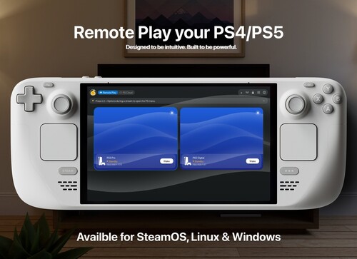 PS Remote Play i Asobi: Remote Play visas på en Steam Deck
