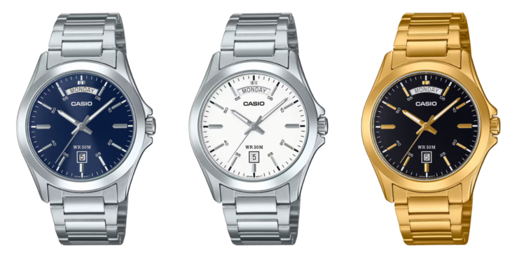 Från vänster till höger: Casio MTP-1370D-2A2V, MTP-1370D-7A3V, MTP-1370G-1AV. (Bildkälla: Casio)