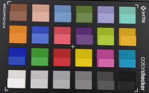 ColorChecker: Den undre halvan av varje fält visar referensfärgen
