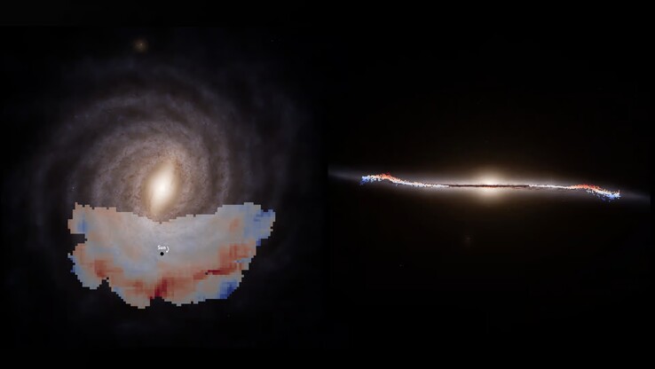 Illustration av Vintergatans stora våg. (Bildkälla: ESA, Gaia, DPAC, S. Payne-Wardenaar, E. Poggio m.fl.)