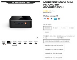 Morefine M600-konfigurationer (källa: Morefine)