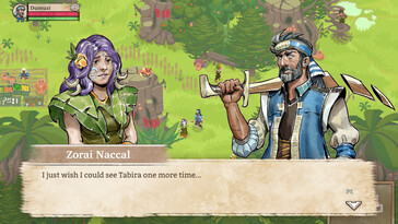 En bild som visar en dialog i Moon Hunters.