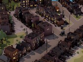 En bild som visar flera byggnader i City of Gangsters, nu med 80 % rabatt på Steam.