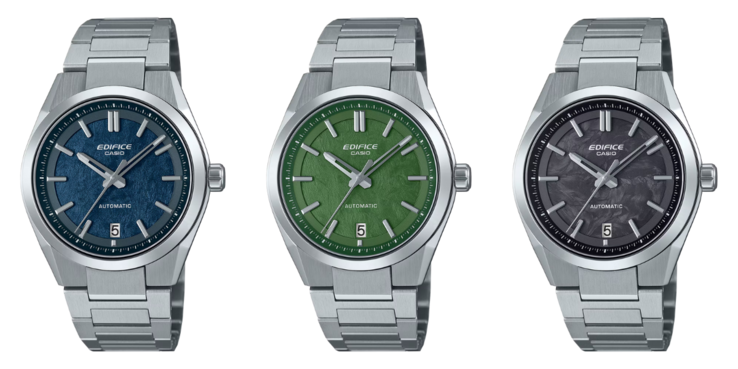 Från vänster till höger: Casio Edifice EFK-100D-2A, EFK-100D-3A och EFK-100CD-1A. (Bildkälla: Casio)