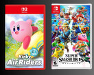 Kirby Air Riders box mockup med Super Smash Bros. Ultimate box (Bildkälla: Playasia, Nintendo of America)