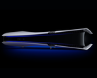 En rendering av en Sony PlayStation 5 Pro placerad horisontellt