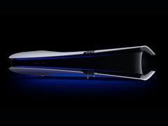 En rendering av en Sony PlayStation 5 Pro placerad horisontellt