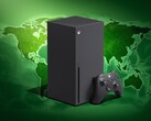 Xbox Series X-konsol visas med världskarta
