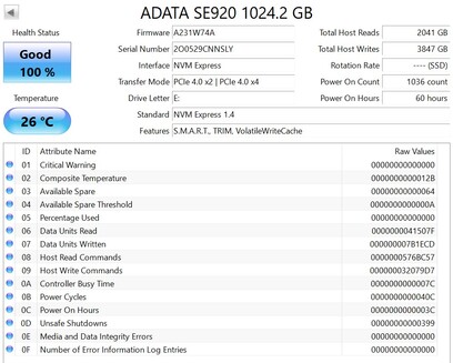 ADATA SE920 fungerar med PCIe 4.0 x2