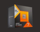 En rendering av detaljhandelsförpackningen för en AMD Ryzen 7 7000-serie X3D CPU