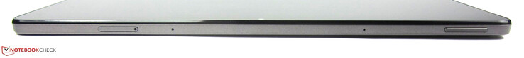 Överst: microSD-kortplats, mikrofoner, volymknapp