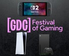 GDC-banner med Switch 2, PS5 och Xbox-konsoler visas (Bildkälla: GDC, Nintendo, Sony PlayStation, Xbox Gaming med redigeringar)