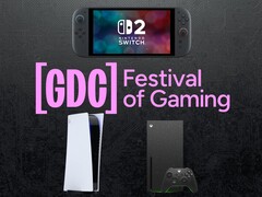 GDC-banner med Switch 2, PS5 och Xbox-konsoler visas (Bildkälla: GDC, Nintendo, Sony PlayStation, Xbox Gaming med redigeringar)