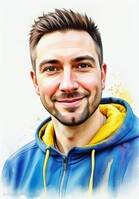 Bild genererad med Portrait Studio AI i läget "Watercolor".