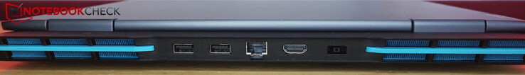 Baksida: ström, 2 x USB-A 3.2 Gen 2 (10 Gbit/s), HDMI 2.1, LAN (RJ45)