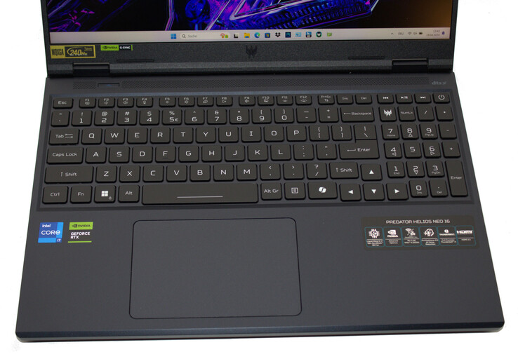 Acer Predator Helios Neo 16 tangentbord - Acer kunde bara förse oss med en modell som har den engelska tangentbordslayouten.