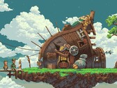 En bild som visar ett hus i Owlboy.