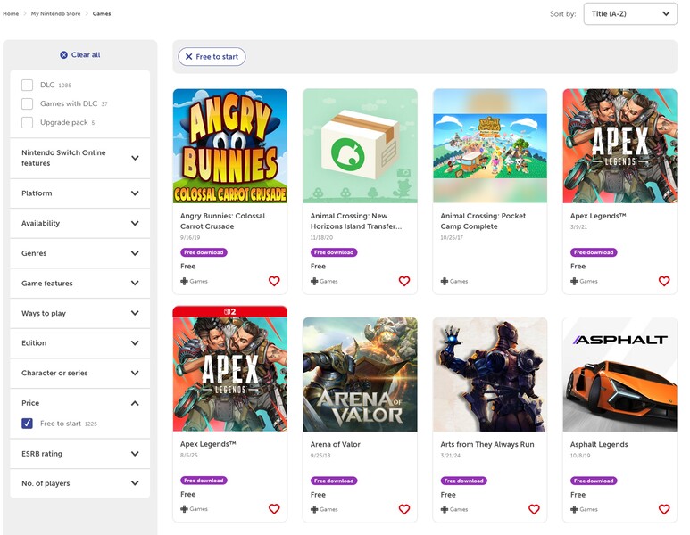 Nintendo eShop gratis att starta spel (Bildkälla: skärmdump, Nintendo eShop)