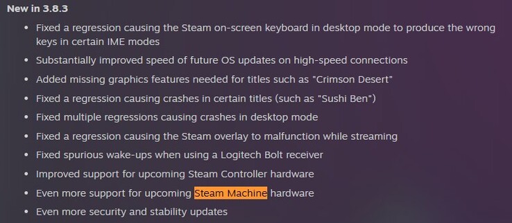 SteamOS 3.8.3 beta-logg. 