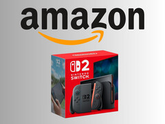 Nintendo Switch 2 med Amazon-logotyp ovanför konsolen (Bildkälla: Amazon.com med ändringar)