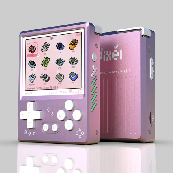 Den rosa GKD Pixel 2 har vita knappar. (Bildkälla: Keep Retro)