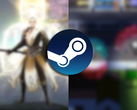 Steam-logotypen överlagrad på två suddiga skärmdumpar från både Beat Survival och Celestial Bond.