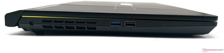 Till vänster: DC-in-port, USB 3.2 Gen1 Type-A, USB 2.0 Type-A