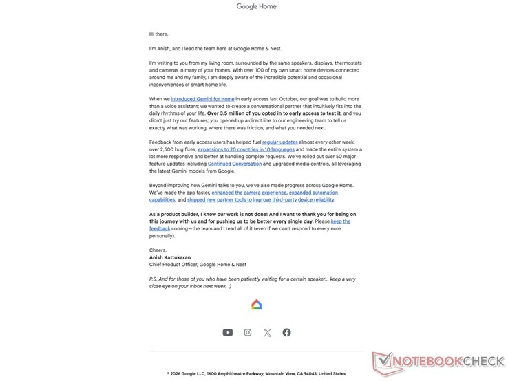 E-post från produktchefen om Google Home.