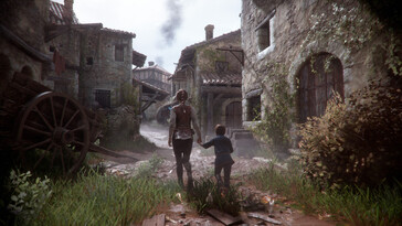 En bild som visar Amicia och Hugo i A Plague Tale: Innocence.