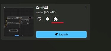 En skärmdump som visar pusselikonen i ComfyUI-kaklet på Stability Matrix. (Bildkälla: Windows Screen Capture)