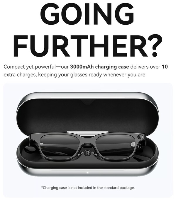 Ett batterifodral (tillval) ger upp till 10 fulladdningar för Rokid Glasses. (Bildkälla: Rokid)