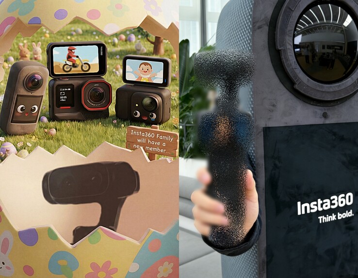 Insta360 med dubbla kameror (vänster), Insta360 teaserbild i full storlek (höger).