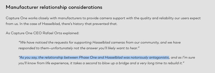 Capture One och Hasselblad har inte haft det bästa förhållandet tidigare.
