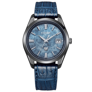 Klockan Citizen 30th Anniversary Eco-Drive med blå urtavla av washi-papper. (Bildkälla: Citizen)