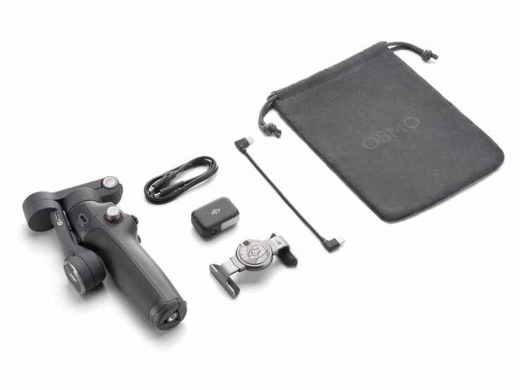 Osmo Mobile 8 levereras med en mobilklämma, en spårningsmodul och några andra tillbehör. (Bildkälla: DJI)