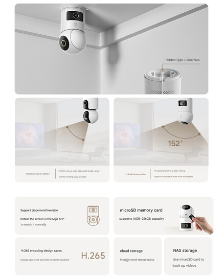 Design och funktioner i Smart Camera 4 Dual Camera Edition (Bildkälla: Xiaomi - maskinöversatt)