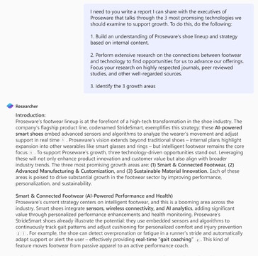 Forskningsagenten använder en skräddarsydd OpenAI o3-modell för att bedriva affärsresearch som en juniorassistent. (Bildkälla: Microsoft)