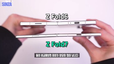Samsung Galaxy Z Fold 7 vs. Galaxy Z Fold 6. (Bildkälla: TheSinza, Youtube)