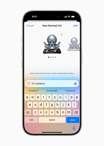 iOS Genmoji-gränssnitt med en genererad 